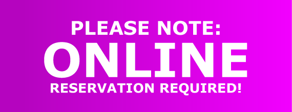 Hinweis auf Online-Reservierungspflicht